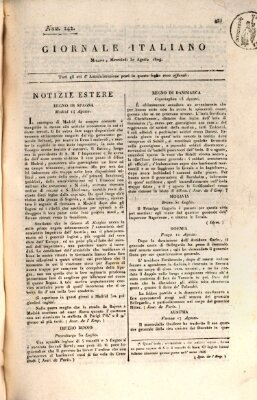 Giornale italiano Mittwoch 30. August 1809