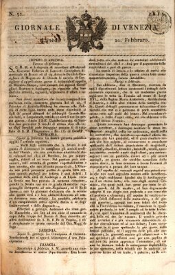 Giornale di Venezia Montag 20. Februar 1815