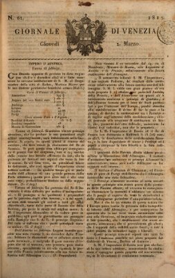 Giornale di Venezia Donnerstag 2. März 1815