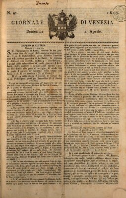 Giornale di Venezia Sonntag 2. April 1815