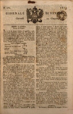 Giornale di Venezia Donnerstag 22. Juni 1815