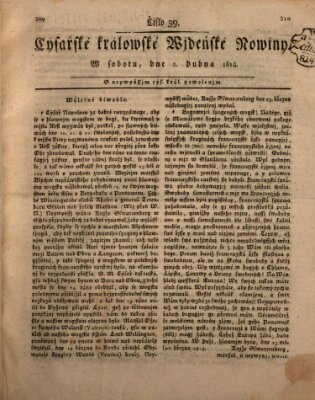 Cýsařské králowské wjdeňské nowiny Samstag 2. April 1814