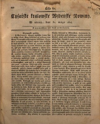 Cýsařské králowské wjdeňské nowiny Dienstag 31. Mai 1814