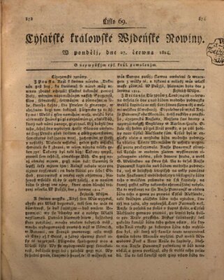 Cýsařské králowské wjdeňské nowiny Montag 27. Juni 1814