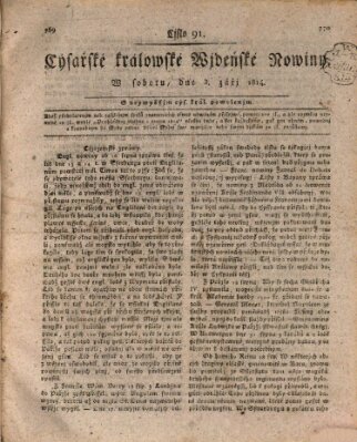 Cýsařské králowské wjdeňské nowiny Samstag 3. September 1814