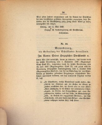 Gesetz-Sammlung für das Herzogtum Coburg (Coburger Regierungs-Blatt) Dienstag 12. Mai 1840