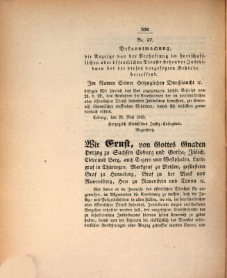 Gesetz-Sammlung für das Herzogtum Coburg (Coburger Regierungs-Blatt) Samstag 28. Mai 1842