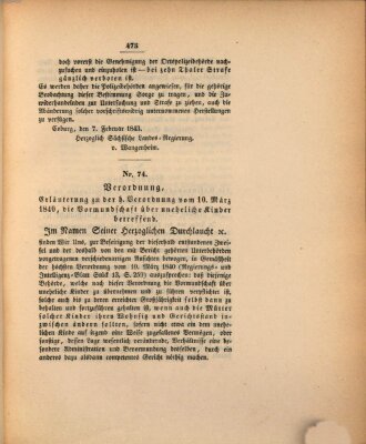 Gesetz-Sammlung für das Herzogtum Coburg (Coburger Regierungs-Blatt) Samstag 11. März 1843