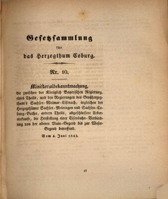 Gesetz-Sammlung für das Herzogtum Coburg (Coburger Regierungs-Blatt) Mittwoch 4. Juni 1845