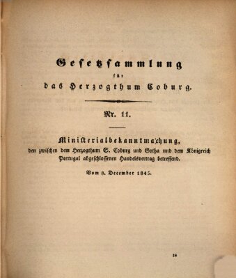 Gesetz-Sammlung für das Herzogtum Coburg (Coburger Regierungs-Blatt) Montag 8. Dezember 1845