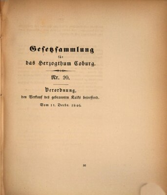 Gesetz-Sammlung für das Herzogtum Coburg (Coburger Regierungs-Blatt) Freitag 11. Dezember 1846