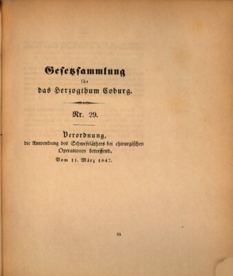 Gesetz-Sammlung für das Herzogtum Coburg (Coburger Regierungs-Blatt) Donnerstag 11. März 1847