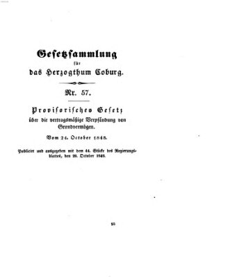 Gesetz-Sammlung für das Herzogtum Coburg (Coburger Regierungs-Blatt) Samstag 28. Oktober 1848