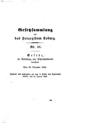 Gesetz-Sammlung für das Herzogtum Coburg (Coburger Regierungs-Blatt) Samstag 13. Januar 1849