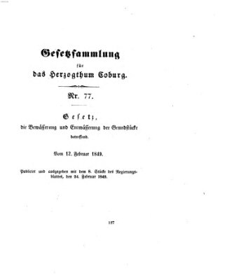 Gesetz-Sammlung für das Herzogtum Coburg (Coburger Regierungs-Blatt) Samstag 24. Februar 1849