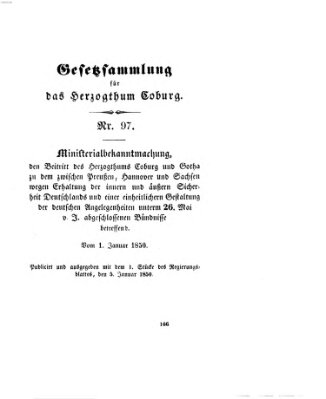 Gesetz-Sammlung für das Herzogtum Coburg (Coburger Regierungs-Blatt) Samstag 5. Januar 1850