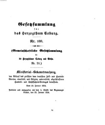 Gesetz-Sammlung für das Herzogtum Coburg (Coburger Regierungs-Blatt) Mittwoch 18. Januar 1854