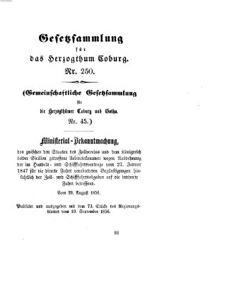 Gesetz-Sammlung für das Herzogtum Coburg (Coburger Regierungs-Blatt) Mittwoch 10. September 1856