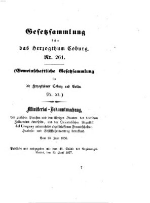 Gesetz-Sammlung für das Herzogtum Coburg (Coburger Regierungs-Blatt) Samstag 20. Juni 1857