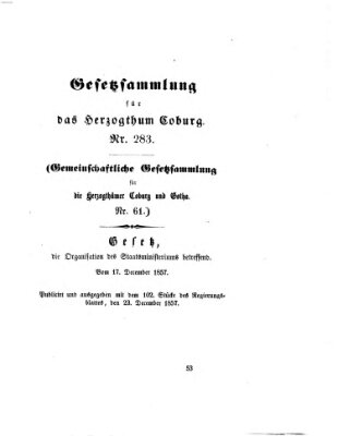 Gesetz-Sammlung für das Herzogtum Coburg (Coburger Regierungs-Blatt) Montag 23. November 1857