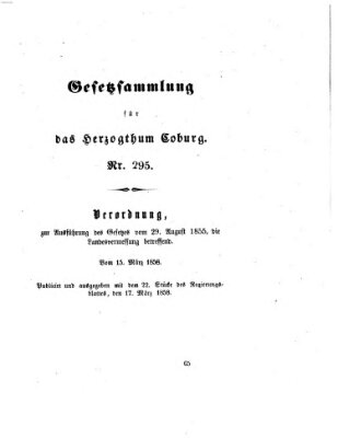 Gesetz-Sammlung für das Herzogtum Coburg (Coburger Regierungs-Blatt) Mittwoch 17. März 1858