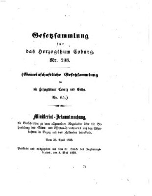 Gesetz-Sammlung für das Herzogtum Coburg (Coburger Regierungs-Blatt) Samstag 8. Mai 1858