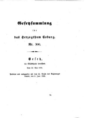 Gesetz-Sammlung für das Herzogtum Coburg (Coburger Regierungs-Blatt) Mittwoch 2. Juni 1858