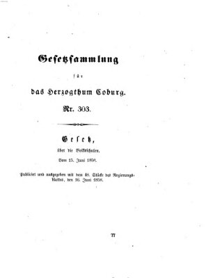 Gesetz-Sammlung für das Herzogtum Coburg (Coburger Regierungs-Blatt) Mittwoch 16. Juni 1858