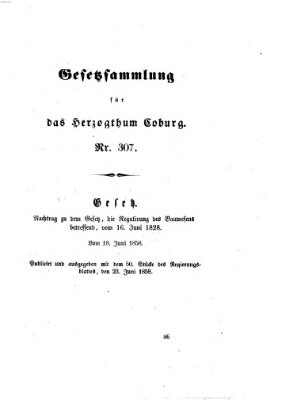 Gesetz-Sammlung für das Herzogtum Coburg (Coburger Regierungs-Blatt) Mittwoch 23. Juni 1858