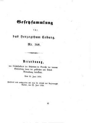 Gesetz-Sammlung für das Herzogtum Coburg (Coburger Regierungs-Blatt) Mittwoch 23. Juni 1858