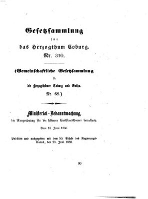 Gesetz-Sammlung für das Herzogtum Coburg (Coburger Regierungs-Blatt) Mittwoch 23. Juni 1858