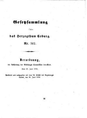 Gesetz-Sammlung für das Herzogtum Coburg (Coburger Regierungs-Blatt) Mittwoch 30. Juni 1858