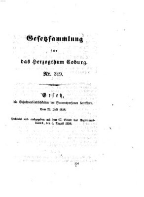 Gesetz-Sammlung für das Herzogtum Coburg (Coburger Regierungs-Blatt) Dienstag 3. August 1858