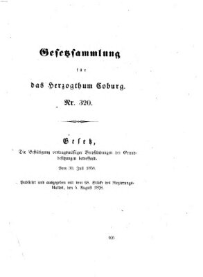 Gesetz-Sammlung für das Herzogtum Coburg (Coburger Regierungs-Blatt) Donnerstag 5. August 1858