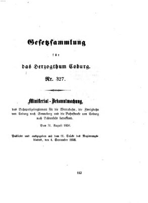 Gesetz-Sammlung für das Herzogtum Coburg (Coburger Regierungs-Blatt) Samstag 4. September 1858