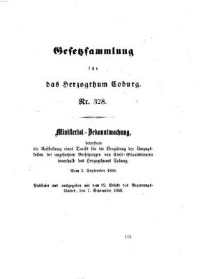 Gesetz-Sammlung für das Herzogtum Coburg (Coburger Regierungs-Blatt) Dienstag 7. September 1858