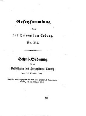 Gesetz-Sammlung für das Herzogtum Coburg (Coburger Regierungs-Blatt) Donnerstag 28. Oktober 1858