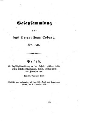 Gesetz-Sammlung für das Herzogtum Coburg (Coburger Regierungs-Blatt) Samstag 4. Dezember 1858