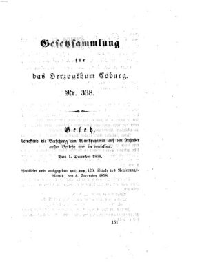 Gesetz-Sammlung für das Herzogtum Coburg (Coburger Regierungs-Blatt) Samstag 4. Dezember 1858