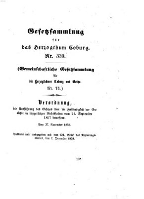 Gesetz-Sammlung für das Herzogtum Coburg (Coburger Regierungs-Blatt) Dienstag 7. Dezember 1858