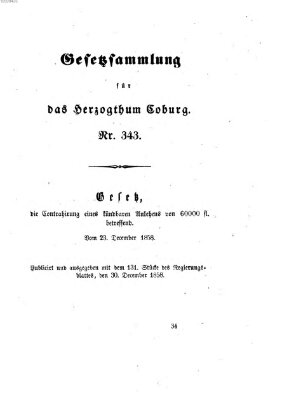 Gesetz-Sammlung für das Herzogtum Coburg (Coburger Regierungs-Blatt) Donnerstag 30. Dezember 1858