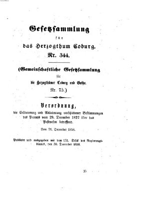 Gesetz-Sammlung für das Herzogtum Coburg (Coburger Regierungs-Blatt) Donnerstag 30. Dezember 1858