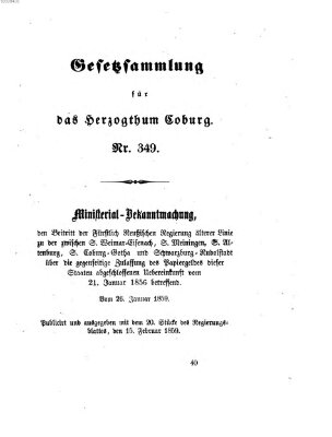 Gesetz-Sammlung für das Herzogtum Coburg (Coburger Regierungs-Blatt) Dienstag 15. Februar 1859