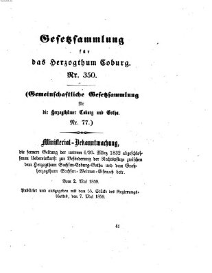 Gesetz-Sammlung für das Herzogtum Coburg (Coburger Regierungs-Blatt) Samstag 7. Mai 1859