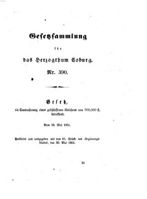 Gesetz-Sammlung für das Herzogtum Coburg (Coburger Regierungs-Blatt) Donnerstag 30. Mai 1861