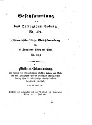 Gesetz-Sammlung für das Herzogtum Coburg (Coburger Regierungs-Blatt) Dienstag 11. Juni 1861