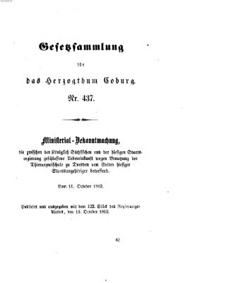 Gesetz-Sammlung für das Herzogtum Coburg (Coburger Regierungs-Blatt) Dienstag 14. Oktober 1862