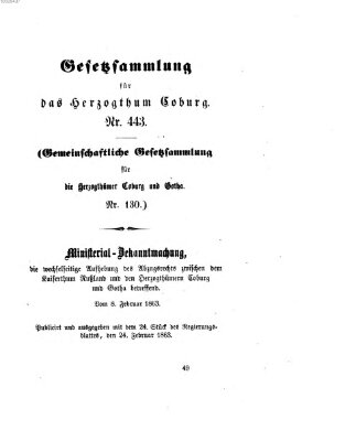 Gesetz-Sammlung für das Herzogtum Coburg (Coburger Regierungs-Blatt) Dienstag 24. Februar 1863