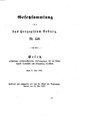 Gesetz-Sammlung für das Herzogtum Coburg (Coburger Regierungs-Blatt) Samstag 16. Mai 1863