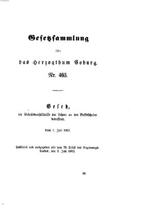 Gesetz-Sammlung für das Herzogtum Coburg (Coburger Regierungs-Blatt) Donnerstag 2. Juli 1863